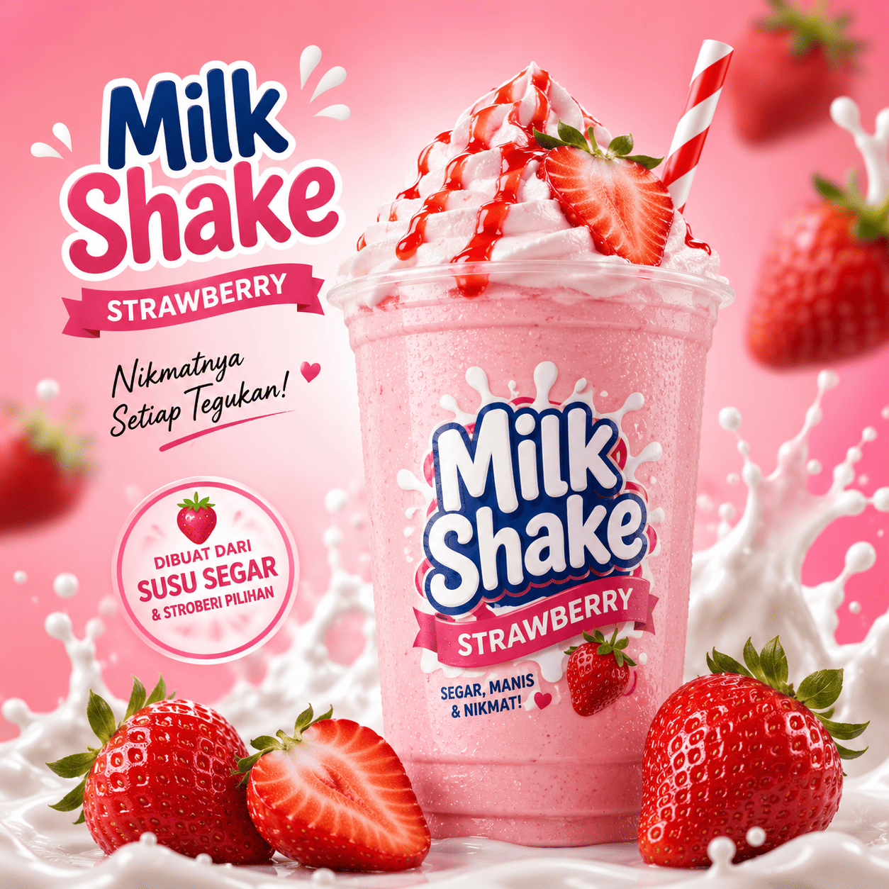 Milk Shake Strawberry Warkop 84 minuman creamy rasa strawberry